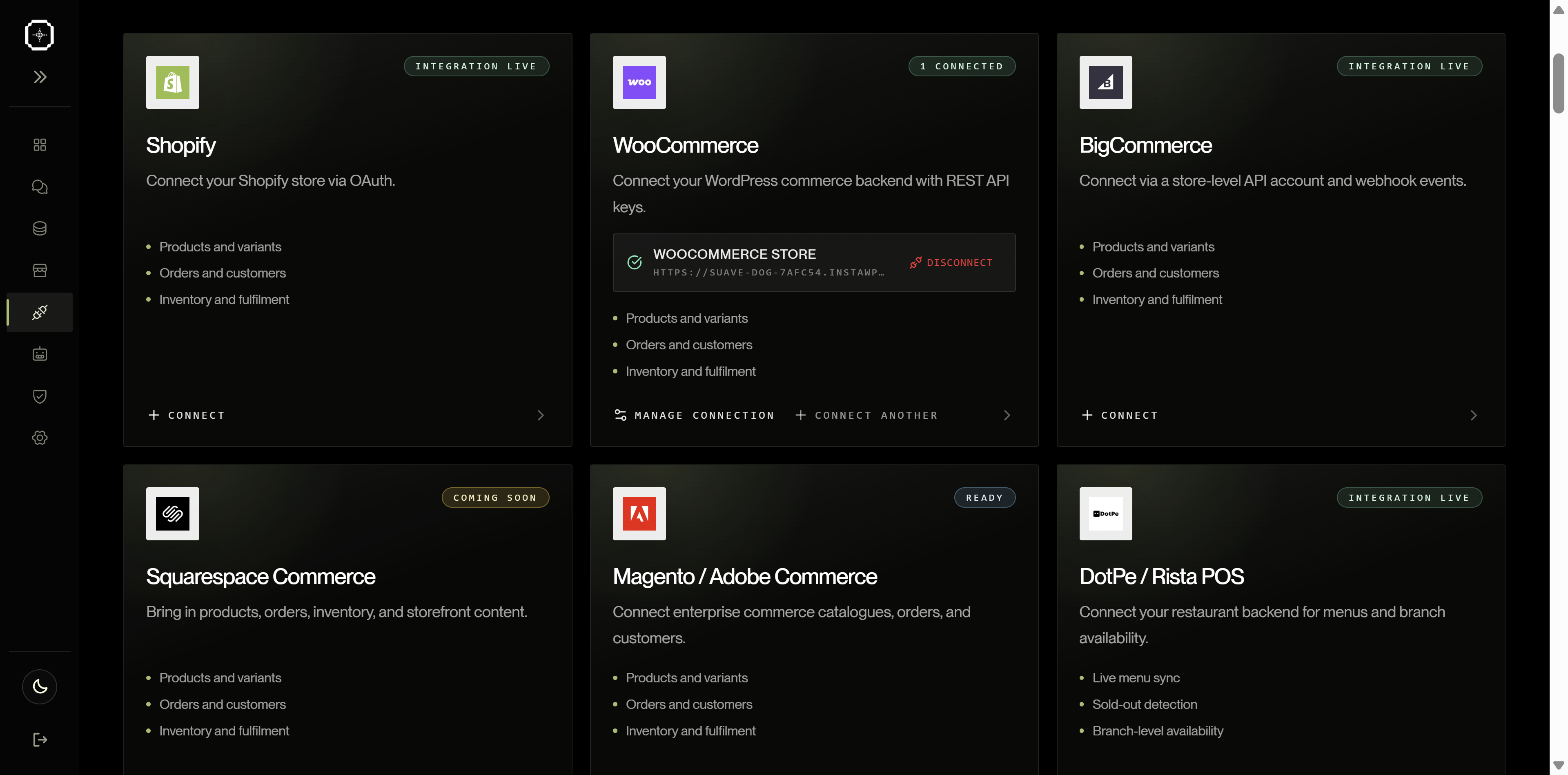 Unified dashboard pulling data from connected business systems